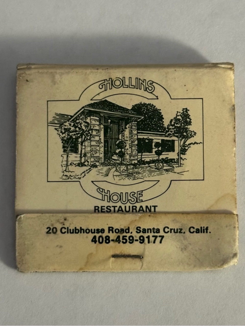 Vintage Matchbook Hollins House Pasatiempo Golf Club Santa Cruz CA ** VERY POOR